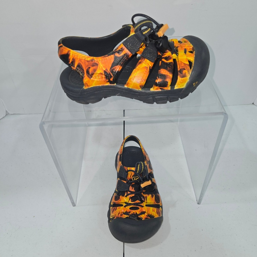 Keen Newport H2 Toddler Boys Size 10 Orange Black Flame Fire Sandals 1006263